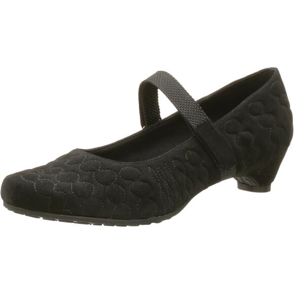 TSUBO Women's Juba Suede Leather Quilted Mary Jane Kitten Heels Size 8 Black‎ - Picture 1 of 10